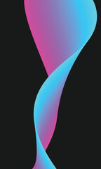 Aufkleber - Abstract line fluid wave color gradient blue to pink on dark black background