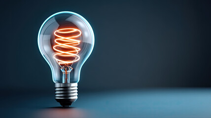 Poster - Innovative light bulb with glowing filament design, symbolizing creativity and ideas