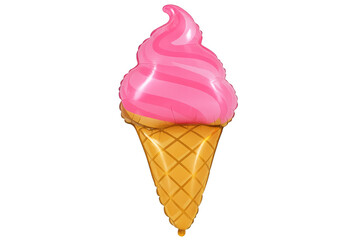 Aufkleber - Strawberry ice cream cone balloon drifting against transparent backdrop, symbolizing festive summer refreshment