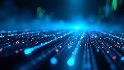 Poster - A dynamic visual of colorful light trails stretching into the distance, creating a futuristic atmosphere.