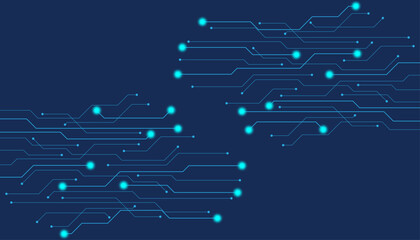 Abstract blue glowing line technology circuit board background design. Communication dot and line speed internet concept. Vector illustration