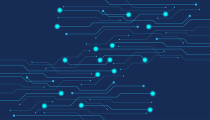 Abstract blue glowing line technology circuit board background design. Communication dot and line speed internet concept. Vector illustration