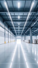 Poster - Spacious Minimalist Warehouse with Glass Ceiling and Spotlighting