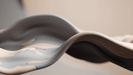 Abstract Wave in Beige and Gray Smooth Fluid Motion Background Modern Elegant Design 3D Render Seamless Loop