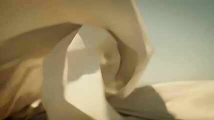 Rotating White Paper Sculpture with Geometric Folds Against a Soft Blue Background Creates a Sense of Minimalist Elegance