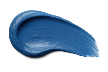 Poster - Blue paint smearing across transparent surface, producing textured brush stroke revealing artistic creativity with vivid color intensity