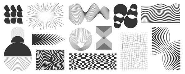 Poster - Geometric shapes set, abstract aesthetic contemporary line art, minimalist geometric shape decoration, elements and forms, trendy modern minimalist style design for poster, wall art, banner, cover