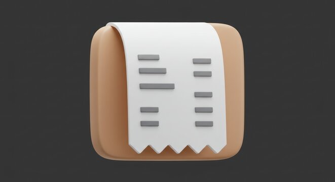 3D Render of a Realistic Receipt Icon for Apps and Websites