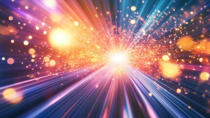 Aufkleber - Abstract light burst, vibrant colors, glowing particles, speed, energy, motion.