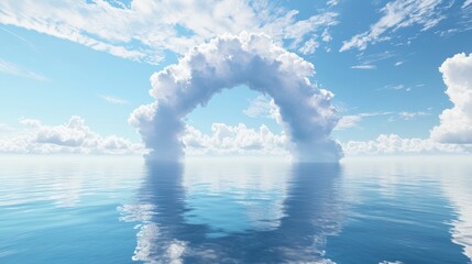 Poster - Cloud archway over calm ocean reflecting sky.
