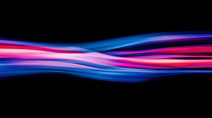 Poster - Abstract vibrant red, blue, and pink light streaks on black background.