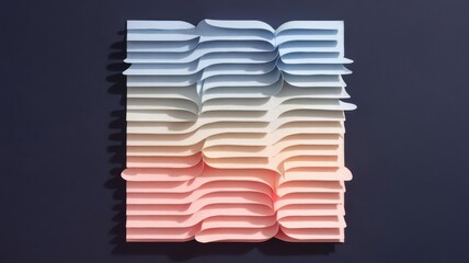 Poster - Abstract gradient paper layers creating an artistic wave pattern design