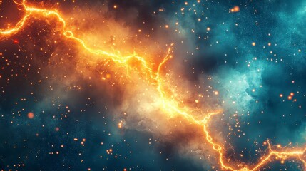 Poster - Fiery orange and teal energy clashing, creating a dramatic, abstract background.