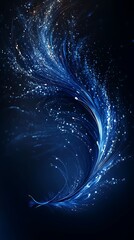 Aufkleber - Curving Lines with Sparkles and Blue Light Effect on Dark Background, Abstract Design