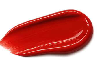 Poster - Red paint or lipstick smear spreading across transparent surface, revealing textural details