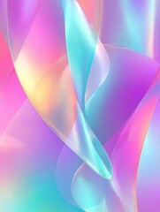 Poster - Glowing holographic background with pastel vibrant abstract shapes for modern and colorful design