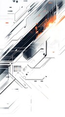 Aufkleber - Tech Abstract Futuristic Background with Lines, Geometric Shapes, Orange Flare