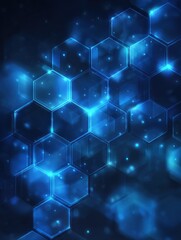 Poster - Blue geometric abstract technology background, blue technology light concept illustration