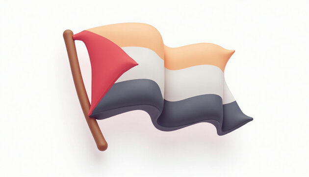 3D rendered illustration of a flag with colors, waves and animation in a white background