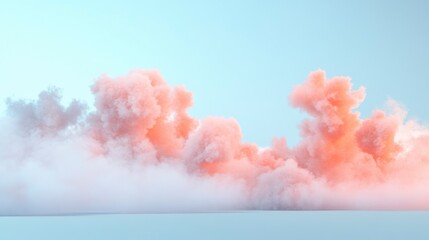 Poster - Pastel pink and white cloudscape against a light blue sky.