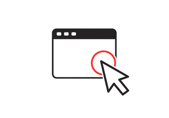 Aufkleber - A simple illustration of a browser window with a mouse cursor pointing to a red circle icon