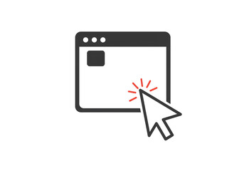 Fototapete - A simple illustration of a browser window with a cursor clicking on the window space area shown