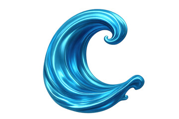 Poster - Abstract blue metallic paint forming a c shape, isolated on transparent background, perfect for creative projects