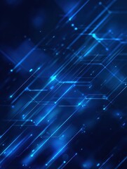 Poster - Blue geometric abstract technology background, blue technology light concept illustration
