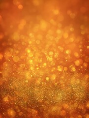 Wall Mural - orange background with golden sparkling particles and bokeh lights with gold foil texture