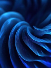 Poster - Creative blue fractal wave art abstract background, dark blue digital technology background