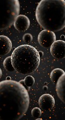 Fototapete - Floating dark spheres with gold dust
