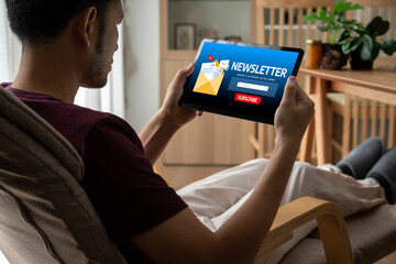 Poster - newsletter signup page on computer for customer to subscribe snugly newsletter update information to subscriber