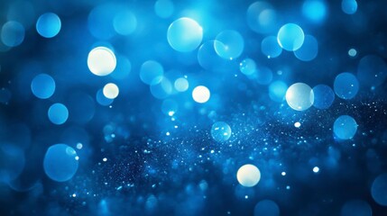 Aufkleber - Abstract blue bokeh background with bright lights and sparkles.