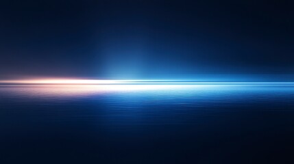Poster - Abstract blue and orange light streak over dark horizon.