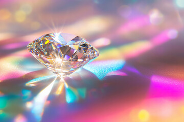 Aufkleber - Sparkling diamond reflects vibrant colorful patterns Generative AI