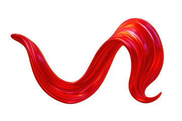 Poster - Smooth, swirling, glossy red paint stroke with highlights, isolated on transparent background, ideal for graphic design projects