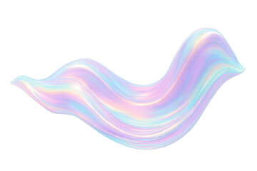 Poster - Pastel holographic flowing shape with transparent background, perfect for modern and futuristic designs