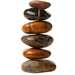 Poster - Smooth, polished stones stacked in balanced arrangement, showcasing various colors and textures, evoke sense of tranquility and harmony