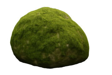 Poster - Photorealistic 3d rendering of a mossy rock, isolated on a transparent background, ideal for easy integration into various projects