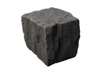 Aufkleber - Weathered gray cubic stone floating weightlessly, revealing intricate fractures and rugged surface against translucent backdrop