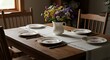 © Md - Rustic Farmhouse Table Setting with Wildflower Bouquet