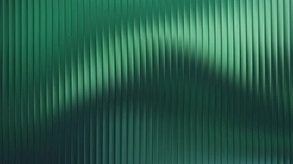 Poster - Green reed glass frosted window gradient. Premium corrugated wave texture. Ribbed glass background design. Abstract fluted acrylic surface with glossy refraction effect. 4k Seamless loop.