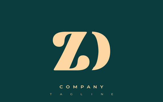 ZD Creative Abstract Typography Logo Design. Elegant logo combining bold typography and creative shapes, ideal for branding and identity solutions.