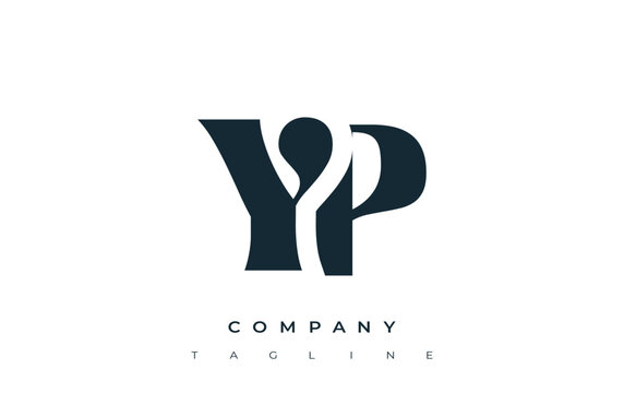 YP Creative Abstract Typography Logo Design. Elegant logo combining bold typography and creative shapes, ideal for branding and identity solutions.