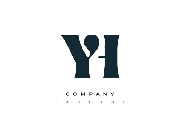 YH Creative Abstract Typography Logo Design. Elegant logo combining bold typography and creative shapes, ideal for branding and identity solutions.