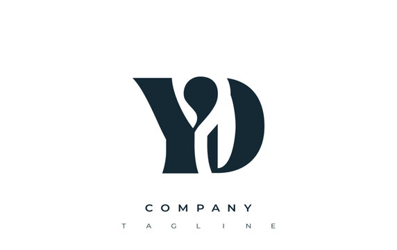 YD Creative Abstract Typography Logo Design. Elegant logo combining bold typography and creative shapes, ideal for branding and identity solutions.