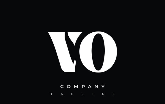 VO Creative Abstract Typography Logo Design. Elegant logo combining bold typography and creative shapes, ideal for branding and identity solutions.