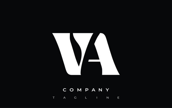 VA Creative Abstract Typography Logo Design. Elegant logo combining bold typography and creative shapes, ideal for branding and identity solutions.