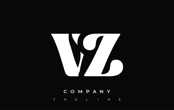 VZ Creative Abstract Typography Logo Design. Elegant logo combining bold typography and creative shapes, ideal for branding and identity solutions.