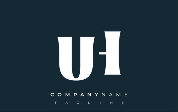 UH Creative Abstract Typography Logo Design. Elegant logo combining bold typography and creative shapes, ideal for branding and identity solutions.